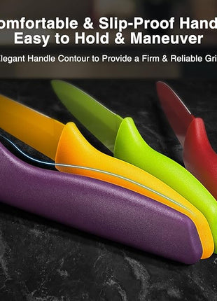 Paring Knife with Cover, Paring Knives Set of 4, 4.5" Paring Knife Set of Premium Stainless Steel, Small Kitchen Knife Set for Fruit and Vegetable, Ergonomic Knife Handles for Versatility