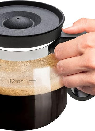 16 oz Coffee Pot Shaped Mug, Funny Drink Cup for Coffee Lovers. Cute Novelty Flat Bottom Carafe With Handle. Gifts For Co-workers, Friends, Birthdays - Unique Beverage Mugs for Men and Women