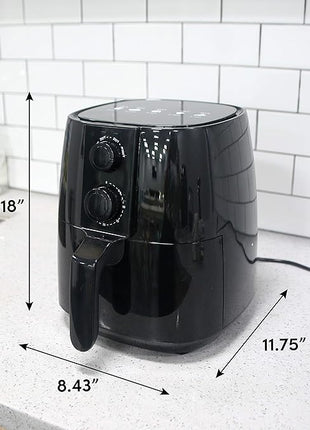 Elite Gourmet EAF4617 Electric Digital Hot Air Fryer, 1350Watts, Oil-Less Healthy Cooker, Timer & Temperature Controls, 4 Quart, Black