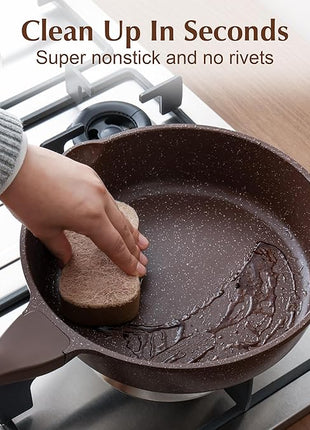 SENSARTE Nonstick Deep Frying Pan Skillet, 10-inch Saute Pan with Lid, Stay-Cool Handle, Cooking Pan, Healthy Stone Cookware Induction Compatible