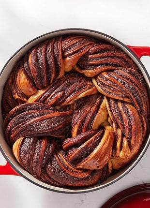 Amazon Basics Cast Iron Dutch Oven Pot with Lid, Enameled, Round, Dual Handles, Heavy-Duty, Small, 4.3-Quart, Red