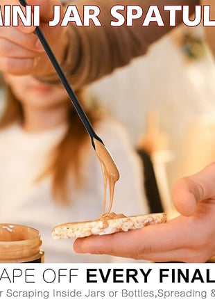 Anaeat Mini Silicone Spatulas - Set of 4 Multifunctional Small Kitchen Scraper Lotion Stirrer Tiny Makeup Beauty Spatula Reusable for Jam Jar, Cosmetic Bottles, Narrow Can and Thin Bottles (Black)