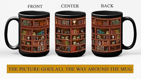 2IMT Books Mug Librarian Gifts for Book Lovers Women - Library Coffee Mug Book Club Gifts for Women - Reading Bookish Items Bookworm Librarian Lovers for Readers Writer Black 15oz
