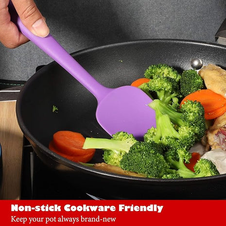 Heat Resistant Silicone Spatulas Set 6pcs, Seamless Design Non-Stick Mixing Spatulas with Stainless Steel Core, Premium BPA-Free Rubber Spatula Baking Cooking Utensile for Home Kitchen BBQ (purple)