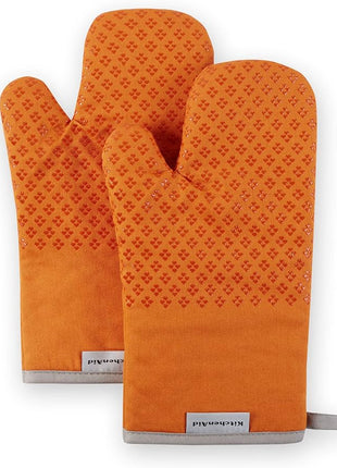 KitchenAid Asteroid Oven Mitt Set, 7"x12.5", Honey Orange, 2 Piece