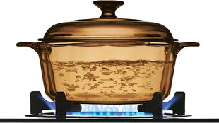 Visions (6) Piece Amber 2.5q, 3.5L, and 5qt Versa Pot Set with Matching Glass Lids