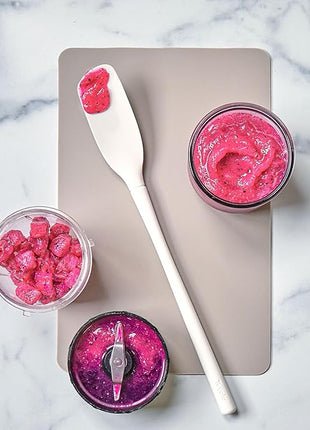 Tovolo Flex-Core Flexible Edge Blender Extra-Long Handle Angled Head Reaches Below Blades, Silicone Spatula for Smoothies & Blended Cocktails, 1 EA, White