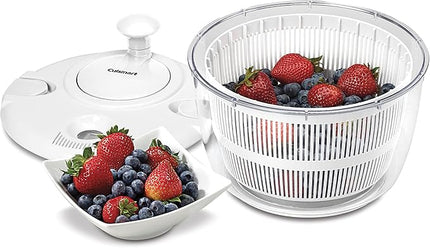 Cuisinart Large Salad Spinner- Wash, Spin & Dry Salad Greens, Fruits & Vegetables, 5qt, CTG-00-SASW White