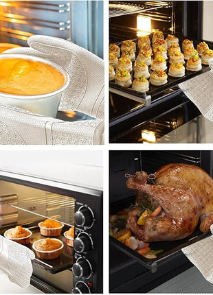 Hovico Silicone Oven Mitts, Heat Resistant 500F Kitchen Mitts 2PCS, 11.6" BPA-Free Soft Baking Gloves, Non-Slip Grip Oven Gloves with Soft Cotton Lining for Kitchen Cooking Baking BBQ - Milkshake