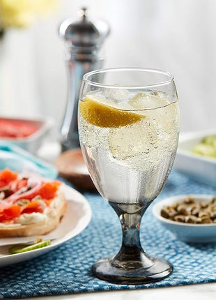 Libbey Classic Smoke Goblet Beverage Glasses, Set Of 6 Timeless Goblet Drinking Glasses - Dishwasher-Safe Glass Goblets for Wines, Smoothies & More