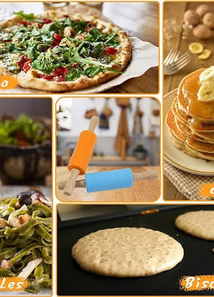 Koogel 9 Inch Mini Rolling Pin, 2 PCS Wooden Handle Rolling Pin for Kids Dough Rollers for Baking Supplies Home Kitchen