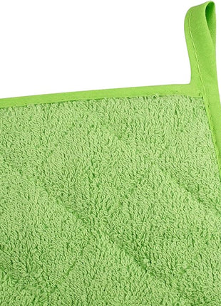 100% Cotton Kitchen Everyday Basic Terry Pot Holder Heat Resistant Coaster Potholder for Cooking and Baking Set of 5 Apple Green