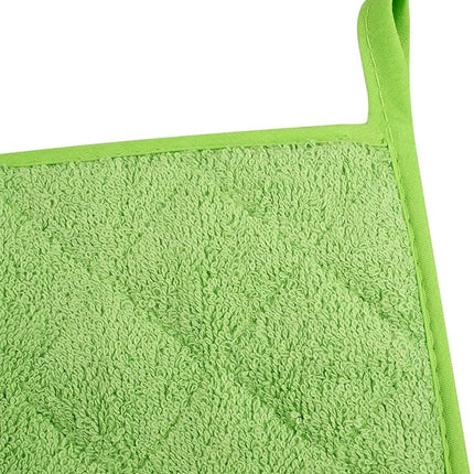 100% Cotton Kitchen Everyday Basic Terry Pot Holder Heat Resistant Coaster Potholder for Cooking and Baking Set of 5 Apple Green