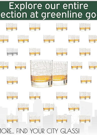 Greenline Goods Whiskey Glasses - 10 Oz Tumbler Gift Set for Houston lovers, Etched with Houston Map | Old Fashioned Rocks Glass - Set of 2