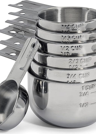 Hudson Essentials Stainless Steel Measuring Cups Set - Stackable Set with Spout