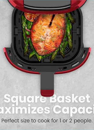 CHEFMAN 2 Qt Mini Air Fryer – Digital Space-Saving Compact Air Fryer with Nonstick and Dishwasher Safe Basket, Quick & Easy Meals in Minutes, Features Digital Timer and Shake Reminder – Red