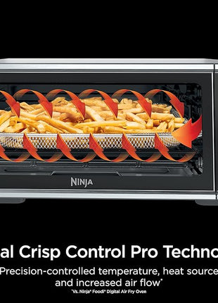 Ninja SP201 Digital Air Fry Pro Countertop 8-in-1 Oven with Extended Height, XL Capacity, Flip Up & Away Capability for Storage Space, with Air Fry Basket, Wire Rack & Crumb Tray, Silver