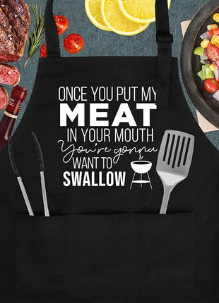 Miracu Funny Cooking Aprons for Men Husband - Christmas, Birthday Funny Male Gifts for Mens Best Friend, Gifts for Male Friends Guy Boyfriend Chef Him - Grilling Grill BBQ Apron for Men w/Pockets