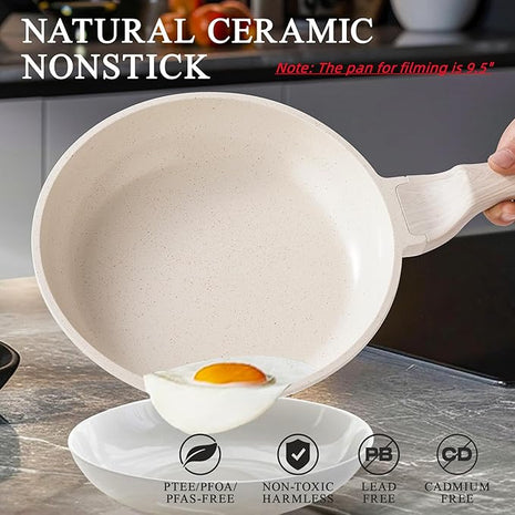Induction Ceramic Nonstick Frying Pan,Light Weight Skillet,Healthy Non Toxic Omelet Pan,All Stoves Compatible Egg Pan (white, 8inch)