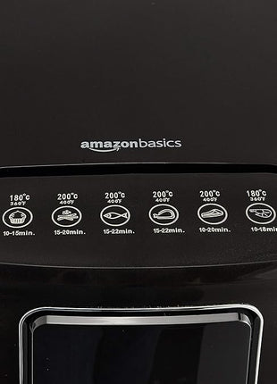 Amazon Basics 3.2 Quart 6-In-1 Air Fryer (Fry, Crisp, Roast, Bake, Reheat, Dehydrate), Non-Stick, with Timer, Auto Shut-Off, Digital Touch Screen, 180-400°F, 1400W, Black/Silver