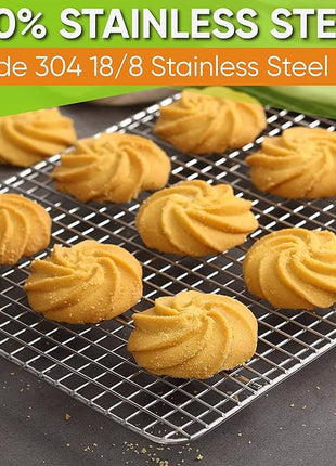 Spring Chef 8.5 x 12 Inch Stainless Steel Cooling Rack for Cooking and Baking - Oven Safe Cookie Cooling Rack - Fits Small Quarter Sheet Pan - Dishwasher Safe