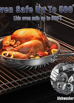 Cooks Standard Frying Pan Stainless Steel, 8-Inch Multi-Ply Clad wok Stir Fry Pan Kitchen Skillet, Silver