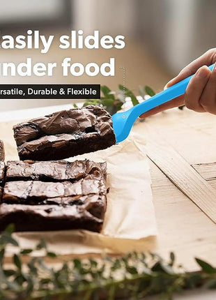 New DI ORO Silicone Turner Spatula Set - Kitchen Spatulas for Nonstick Cookware - Cooking Utensils for Flipping Eggs & Pancakes - 600°F Heat-Resistant BPA Free Turners - Dishwasher Safe (4pc, Blue)