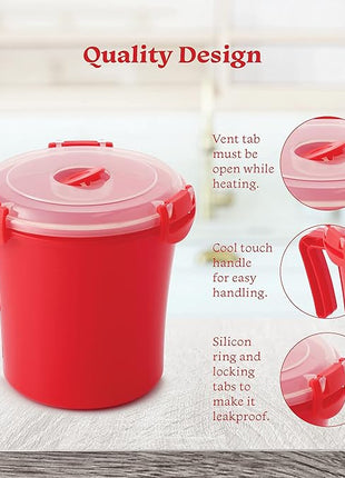 Tafura 22oz Microwave Soup Mugs with Handles, 2 Pack - Red Mug with Clear Lid