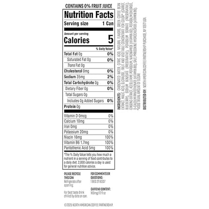 Starbucks Iced Energy Drink, Blueberry Lemonade, Zero Sugar Energy Drink, Plant Based Caffeine, Hydration, Mental Clarity, 12 Fl Oz Cans (Pack of 12)