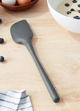 Tovolo Flex-Core All Silicone Spatula Turner, Tapered Edge, Ergonomic Handle, Heat Resistant, Charcoal