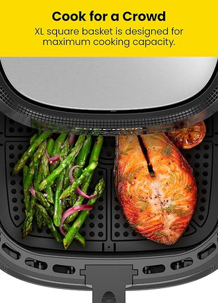 CHEFMAN Easy-View Air Fryer – 8 Qt Family Size with Viewing Window, One-Touch Digital Control with 4 Presets, Nonstick & Dishwasher Safe, Broil, Roast, Dehydrate, Bake, Auto-Shutoff, Stainless Steel