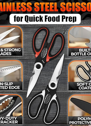 Kitchen Shears for Food Heavy Duty – Kitchen Scissors All Purpose with Cover, 2CR13 Stainless Steel Blades, Rust-Resistant Utility Scissors with Bottle Opener – Cuts Fish, Meat, Nuts & Vegetables