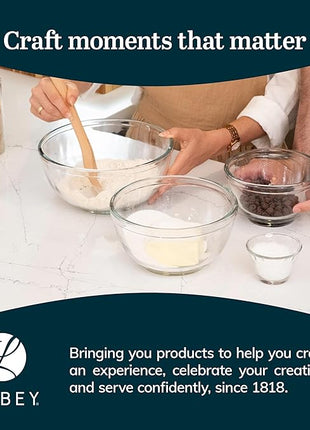 Libbey Baker's Basics 4 Piece Glass Mixing Bowl Set with Plastic Lids - Elegant Nesting Bowls - Glass Mixing Bowls with Lids to Store, Serve and More