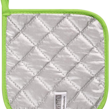 100% Cotton Kitchen Everyday Basic Terry Pot Holder Heat Resistant Coaster Potholder for Cooking and Baking Set of 5 Apple Green