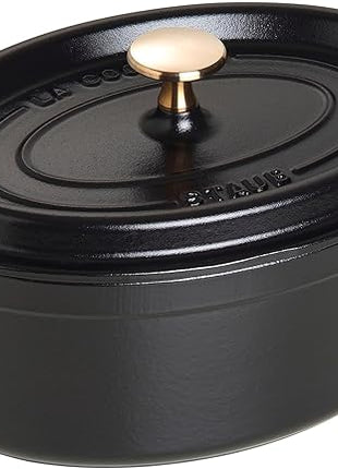 Staub La Cocotte Oval 40500-231 Staub Pico Cocotte Oval Black 9.1 inches (23 cm) Both Handed Casting, Enameled Pot, Induction Compatible