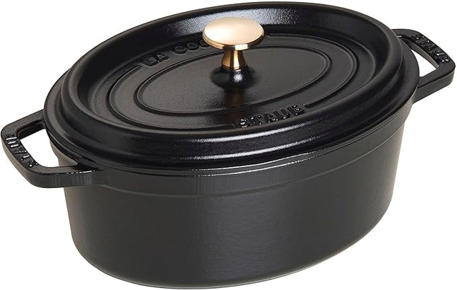 Staub La Cocotte Oval 40500-231 Staub Pico Cocotte Oval Black 9.1 inches (23 cm) Both Handed Casting, Enameled Pot, Induction Compatible