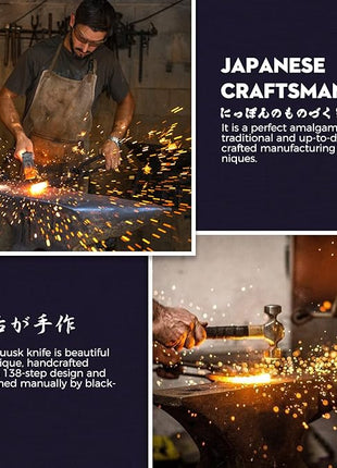 Huusk Chef Knives, Upgraded Viking Knife with Sheath Hand Forged Butcher Knife for Meat Cutting, Sharp Meat Cleaver for Kitchen and Outdoor, Thanksgiving Christmas Gifts