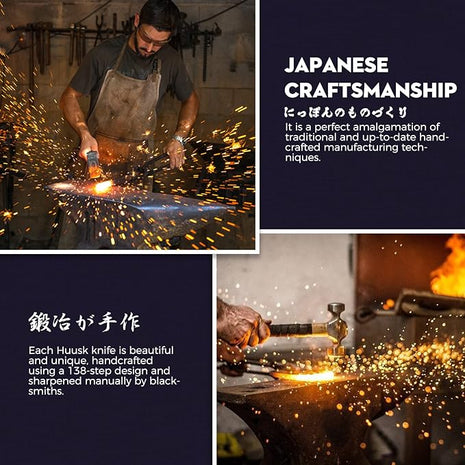 Huusk Chef Knives, Upgraded Viking Knife with Sheath Hand Forged Butcher Knife for Meat Cutting, Sharp Meat Cleaver for Kitchen and Outdoor, Thanksgiving Christmas Gifts