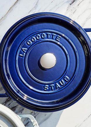 Staub Cast Iron 4-qt Round Cocotte - Dark Blue, Made in France