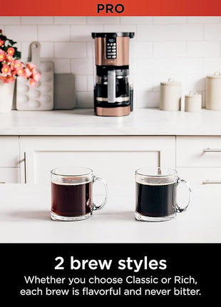Ninja Programmable XL 14-Cup Coffee Maker PRO with Permanent Filter, 2 Brew Styles Classic & Rich, Delay Brew, Freshness Timer & Keep Warm, Dishwasher Safe, Copper, DCM201CP