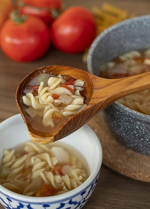 FAAY Duck's Tail Ladle - Eco Friendly Teak Wood Kitchen Tool, Hand Carved Unique Grain Server Gravy Ladle