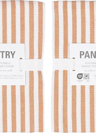 KAF Home Premium Kitchen Towels (18" x 28"), Large 100% Cotton, Flat & Terry Absorbent Dish Towel Set (Ginger, 18 x 28-6 Pack)