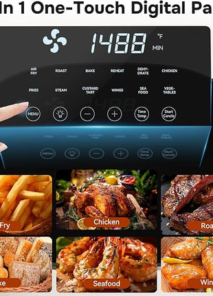 Simple Deluxe Air Fryer - 6.34 QT Digital Airfryer with Visible Window, 12 Presets Functions, Nonstick and Dishwasher-Safe Basket, 1700W, Beige