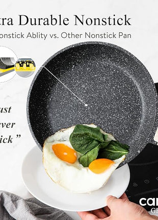 CAROTE 14Pcs Pots and Pans Set Non Stick, Cookware Sets Induction Cookware Granite Cooking Set with Frying Pans, Saucepans, Saute Pan, Extra Large Casserole