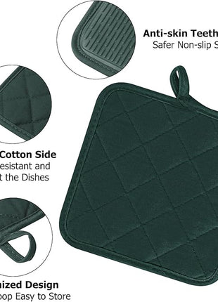 Oven Mitts and Pot Holders Set, Pack of 4, Heat Resistant Silicone Kitchen Mini Oven Mittens for 500 Degrees, Mini Oven Gloves and Hot Pads for Baking Grilling Barbecue Microwave Machine Washable