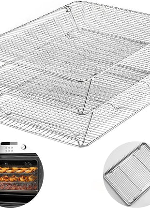 Stainless Steel Stackable Cooling Rack for Baking, 3 Tier 12”x 16.5”,Oven & Dishwasher Salf and Fit Half Sheet,Wire Cooling Racks for Cookie, Pizza, Cake