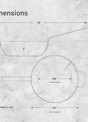de Buyer MINERAL B Carbon Steel Country Fry Pan - 12.5” Diameter, 8.9” Cooking Surface - Ideal for Sauteing, Simmering, Deep Frying, Stir Frying, One-Pan Meals - PFAS, PFOA, PFOS Free - Made in France