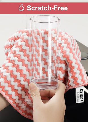 JOYMOOP 108 Packs Microfiber Cleaning Cloths, 10" x 10" Reusable Kitchen Towels, Lint-Free Cleaning Rags, Super Absorbent Cleaning Cloths for Kitchen, Car, and Household Cleaning, Pink