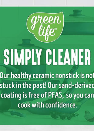 GreenLife Soft Grip Healthy Ceramic Nonstick 12 Piece Cookware Pots and Pans Set, PFAS-Free, Dishwasher Safe, Blue