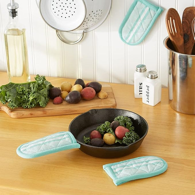 DII Double Strip Chef Kitchen Cooking & Baking Collection, Pan Handle Set, 6x3, Aqua, 3 Piece